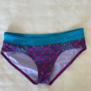Prana Teal and Pink Patterned Bikini Bottoms